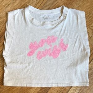 Aerie Small off-white "you wish" Pink Script boxy tank
